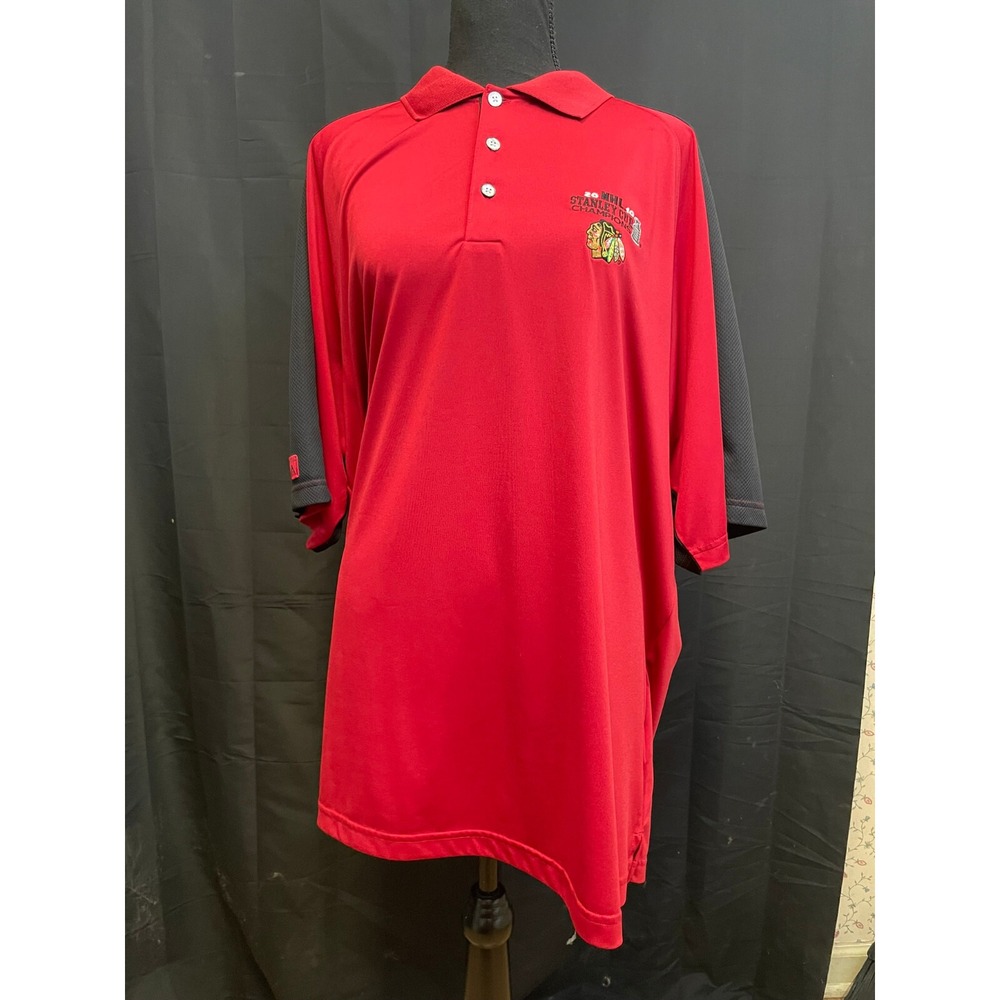 ANTIGUA Blackhawks 2010 Stanley Cup Champ Polo Shirt XL Red NHL Team‎ Gear